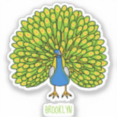 Sticker Illustration d'oiseau de paon brillant (Recto)
