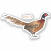 Sticker Illustration d'oiseau faisan à cou circulaire (Recto)