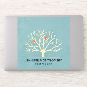 Sticker Illustration d'Oiseaux oranges modernes dans un gr