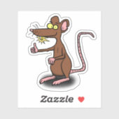 Sticker Illustration drôle de dessin de rat brun (Feuille)