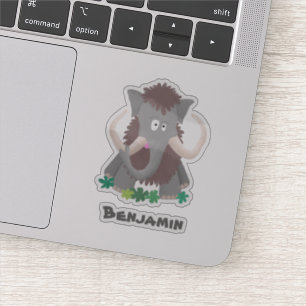 Sticker Illustration drôle de mammouth laineux