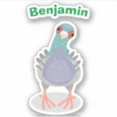 Sticker Illustration drôle de pigeon curieux (Devant)