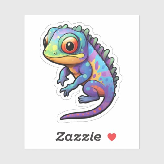 Sticker Illustration du caméléon de dessin (Feuille)