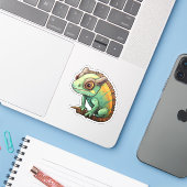Sticker Illustration du caméléon de dessin (Ordinateur portable avec iPhone)
