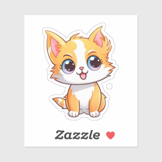 Sticker Illustration du chat de dessin (Feuille)