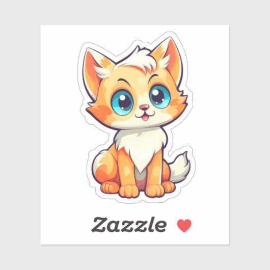 Sticker Illustration du chat de dessin (Feuille)