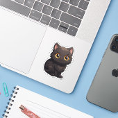 Sticker Illustration du chat de dessin (Ordinateur portable avec iPhone)