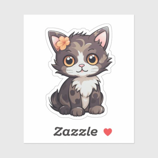 Sticker Illustration du chat de dessin (Feuille)