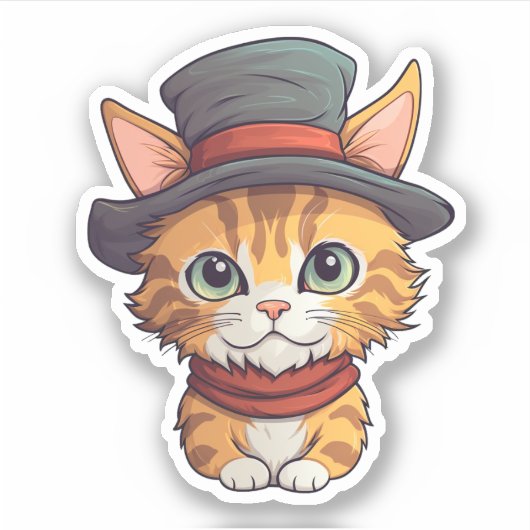 Sticker Illustration du chat de dessin (Devant)