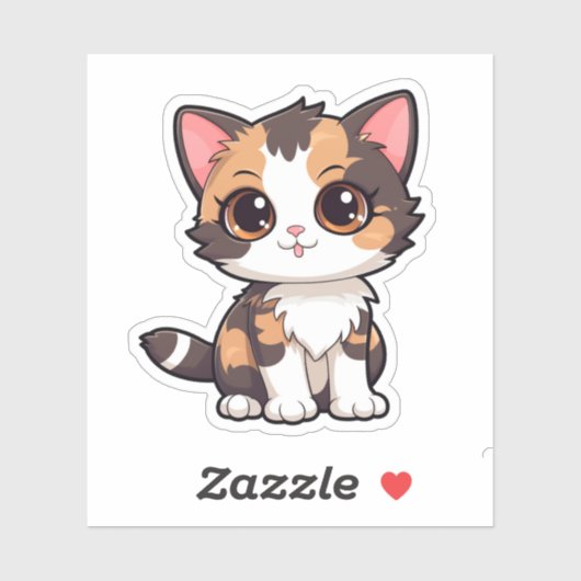 Sticker Illustration du chat de dessin (Feuille)