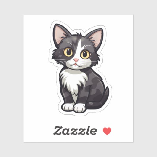 Sticker Illustration du chat de dessin (Feuille)