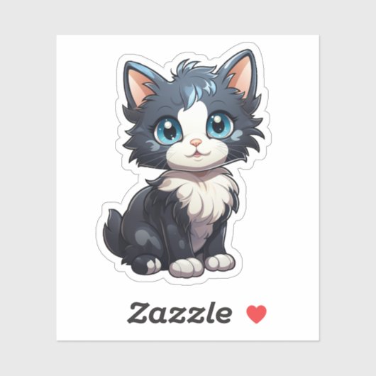 Sticker Illustration du chat de dessin (Feuille)