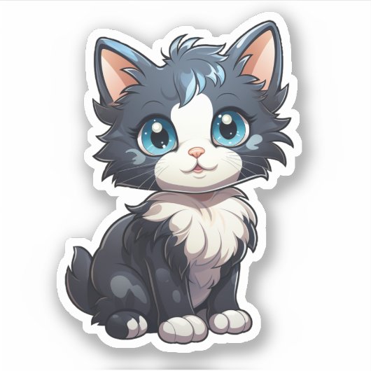 Sticker Illustration du chat de dessin (Devant)