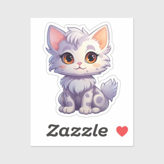 Sticker Illustration du chat de dessin (Feuille)