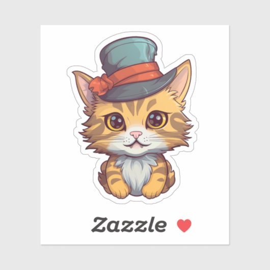 Sticker Illustration du chat de dessin (Feuille)