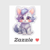 Sticker Illustration du chat de dessin (Feuille)