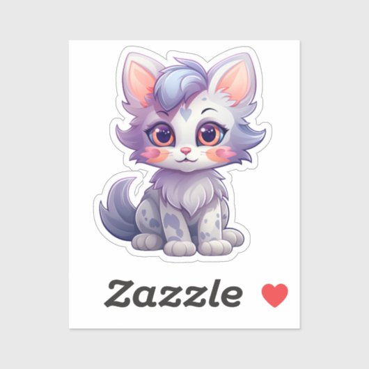 Sticker Illustration du chat de dessin (Feuille)