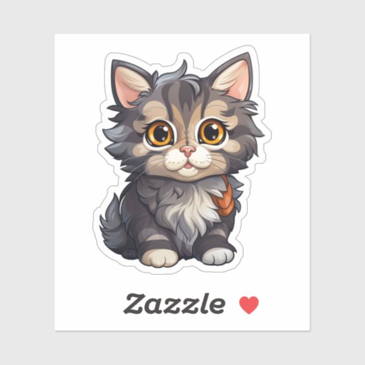 Sticker Illustration du chat de dessin (Feuille)