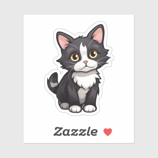 Sticker Illustration du chat de dessin (Feuille)
