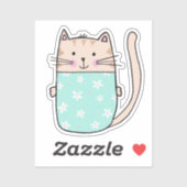 Sticker Illustration du chat floral mignon (Feuille)