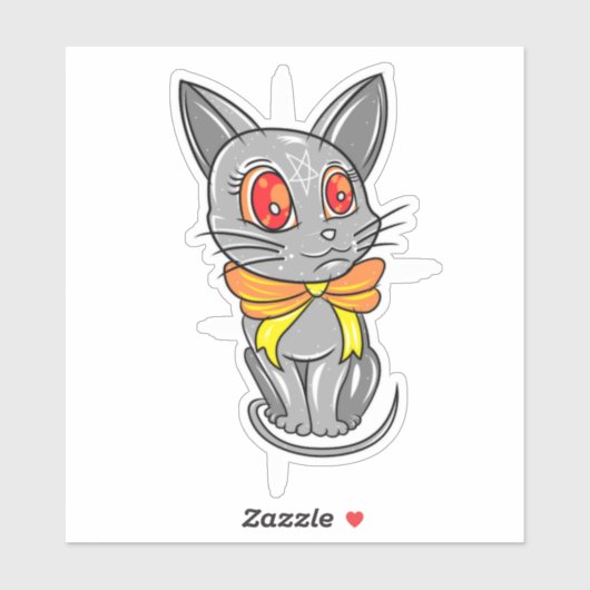 Sticker Illustration du chat Kitty Posing Trippy (Feuille)