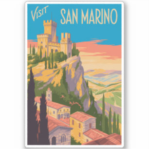 Sticker Illustration du château de Saint-Marin Art de voya