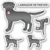 Sticker Illustration du chien de dessin de Black Labrador  (Devant)