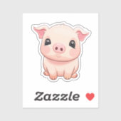 Sticker Illustration du cochon de dessin (Feuille)