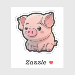 Sticker Illustration du cochon de dessin