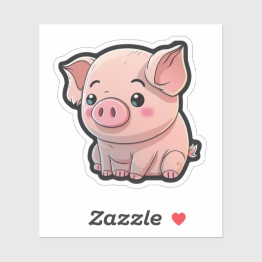 Sticker Illustration du cochon de dessin (Feuille)
