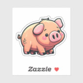 Sticker Illustration du cochon de dessin (Feuille)