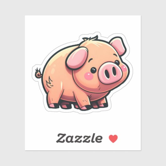 Sticker Illustration du cochon de dessin (Feuille)