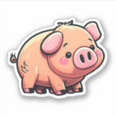 Sticker Illustration du cochon de dessin (Devant)