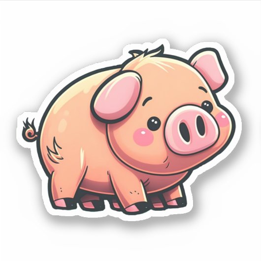 Sticker Illustration du cochon de dessin (Devant)