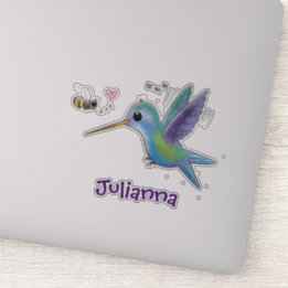 Sticker Illustration du colibri et de l'abeille