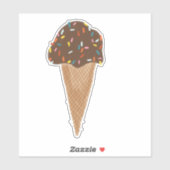 Sticker Illustration du cône de crème glacée au chocolat a (Feuille)