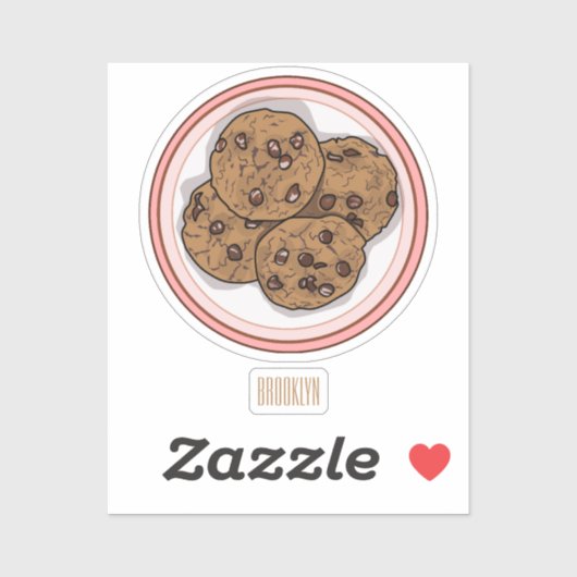 Sticker Illustration du cookie de puce à chocolat (Feuille)