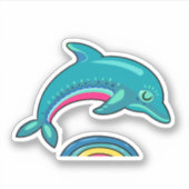 Sticker Illustration du dauphin de saut bleu mou (Devant)