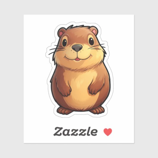 Sticker Illustration du dessin animé capybara (Feuille)