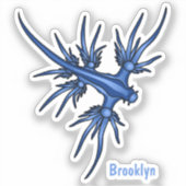 Sticker Illustration du dragon bleu des limaces de mer (Recto)