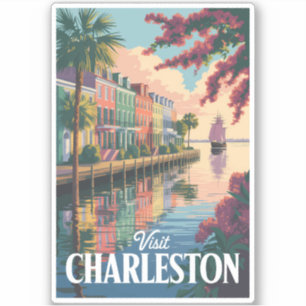 Sticker Illustration du front de mer de Charleston en Caro