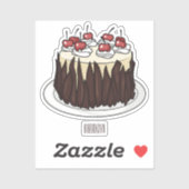 Sticker Illustration du gâteau de la Forêt-Noire (Feuille)