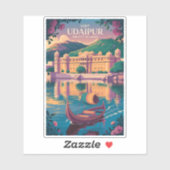 Sticker Illustration du Palais de l'Inde d'Udaipur Art du (Feuille)