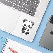 Sticker Illustration du panda de dessin (Ordinateur portable avec iPhone)