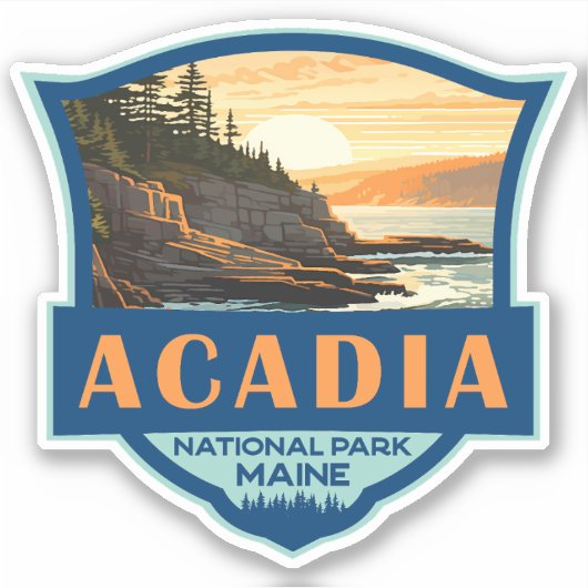 Sticker Illustration du parc national Acadia Insigne rétro (Devant)