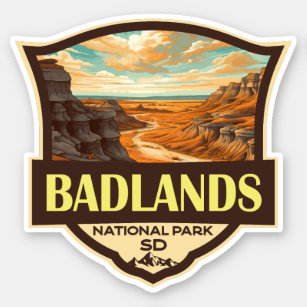 Sticker Illustration du parc national Badlands Retro