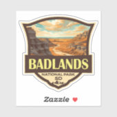 Sticker Illustration du parc national Badlands Retro (Feuille)