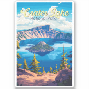 Sticker Illustration du parc national Crater Lake Art de v
