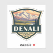 Sticker Illustration du parc national de Denali Voyage Vin (Feuille)