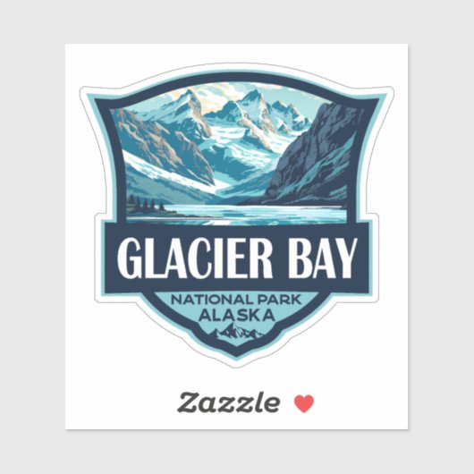 Sticker Illustration du parc national de Glacier Bay Retro (Feuille)